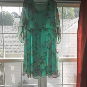 Mint floral chiffon dress